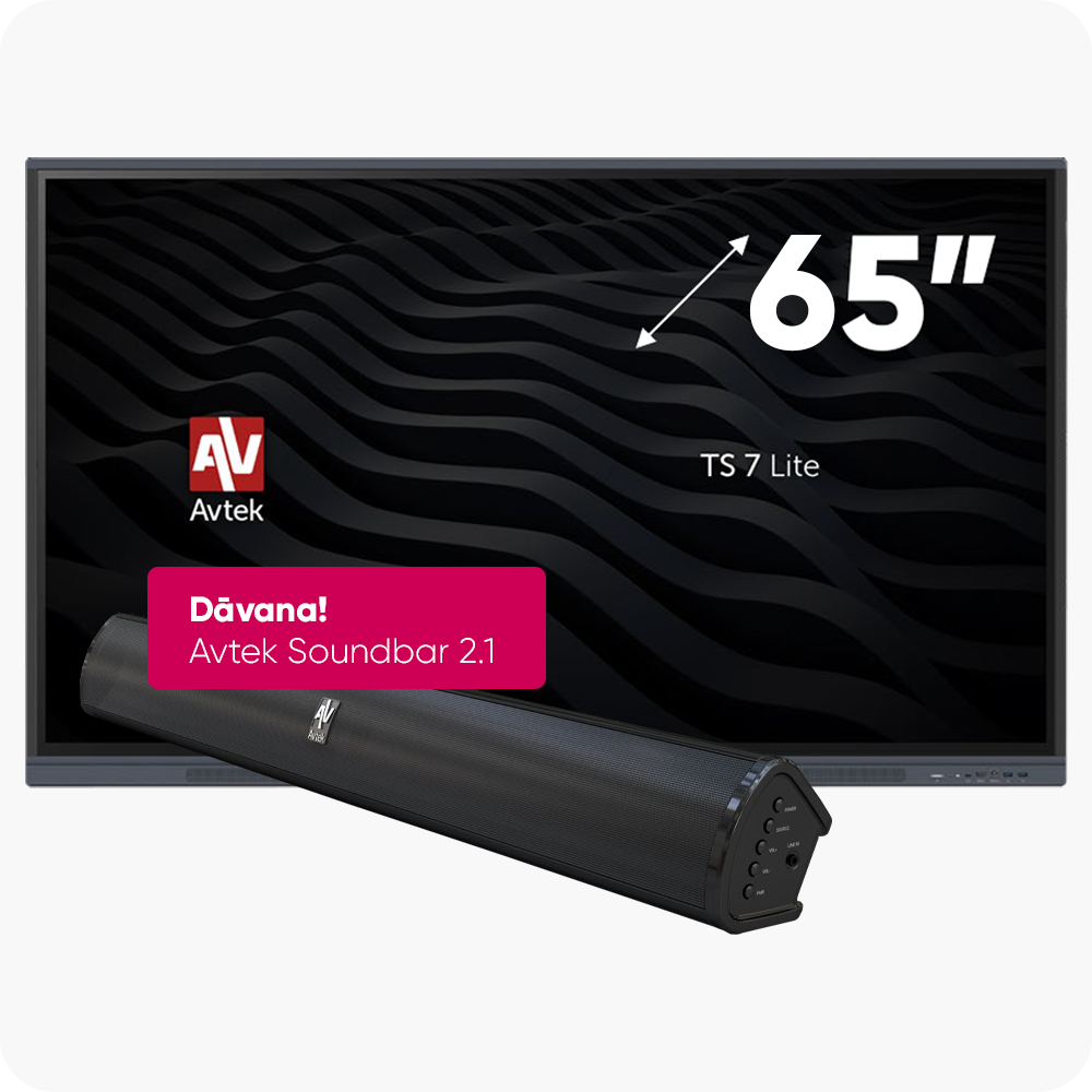 Avtek TS 7 Lite 65 collu interaktīvais displejs ar Soundbar dāvanā