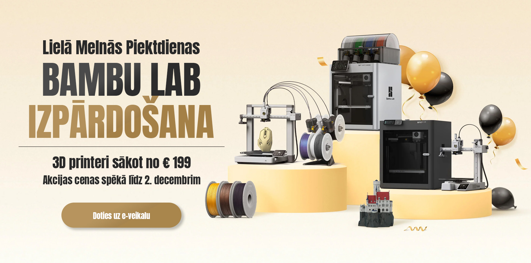 Bambu Lab Black Friday lielā izpārdošana. Lielas atlaides visiem 3D printeru modeļiem