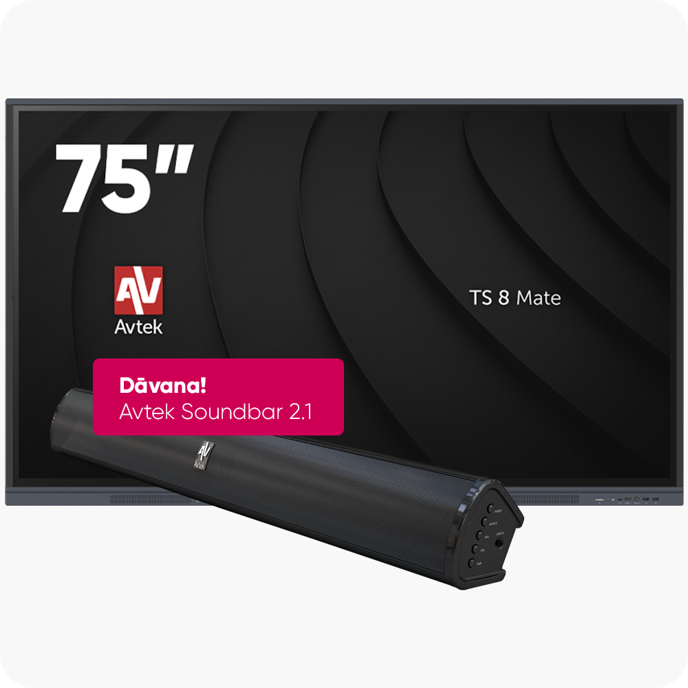 Avtek TS 8 Mate 75 collu interaktīvais displejs ar Soundbar dāvanā